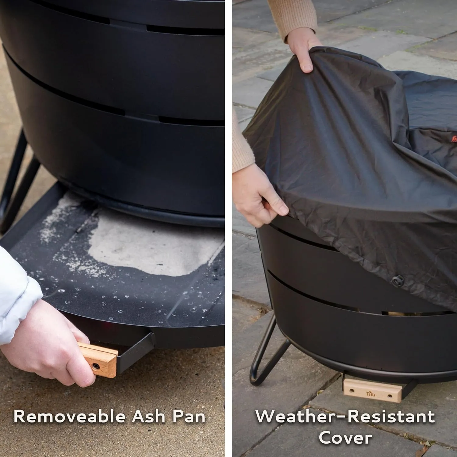 27.5-Inch Smokeless Reunion Fire Pit, Large Outdoor Fire Pit for Gatherings, Wood Burning with Removable Ash Pan & Weather-Resistant Cover, Modern Black Design – Perfect for Patio & Backyard