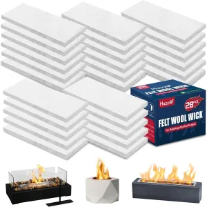 28 Pcs Ceramic Wool Wick for Tabletop Fire Pit, Extends Burning Time of Bioethanol Fuel for Indoor/Outdoor Table Top Firepit，Ceramic Fiber Cotton Core for Portable Fireplace Bowl (4.7" x 2" x 0.2")