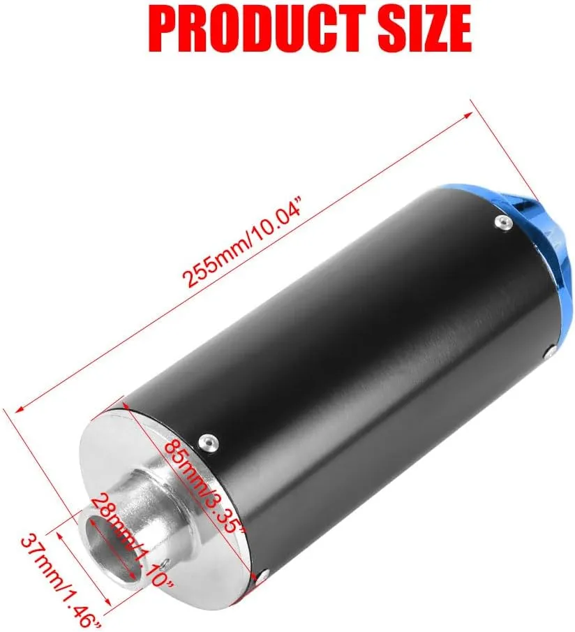 28mm 1.1" Exhaust Muffler Silencer Motorcycle Pipe for 50cc 70cc 90cc 110cc 125cc CRF50 XR50 KLX Coolster SSR Thumpstar TTR YCF Lifan Apollo Chinese Pit Trail Dirt Bike Mini Bike Motocross Parts Blue