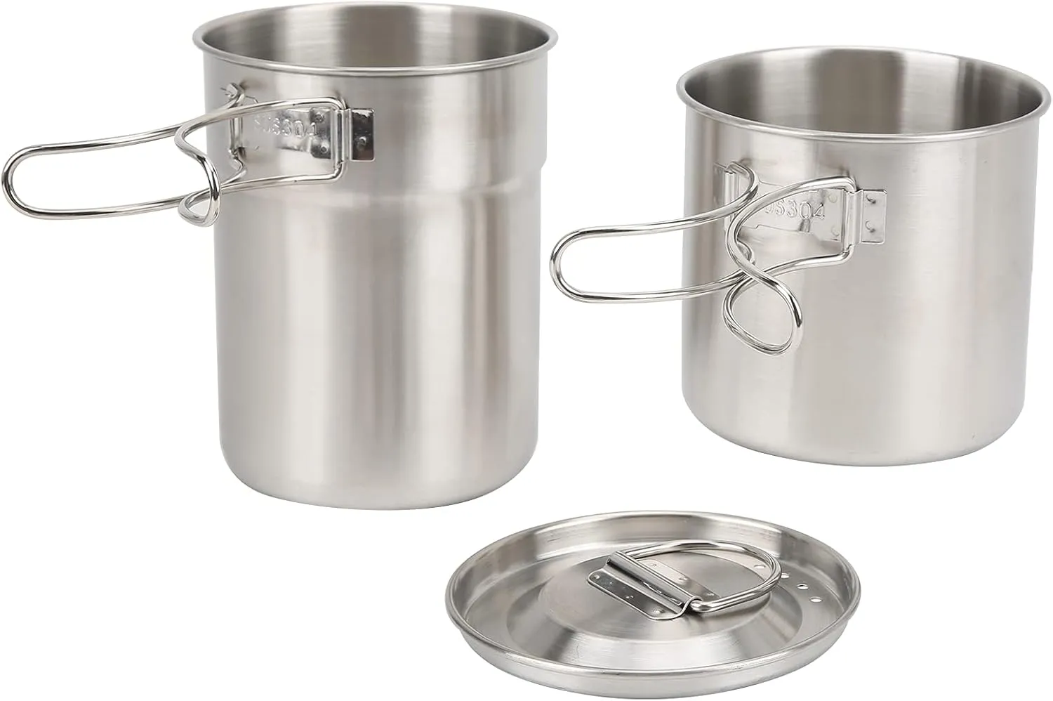 2Pcs Camping Mug Foldable Stainless Steel Cup with Lid for Open Fire Direct Flame for Backpacking/Hiking/Camping Outdoor Catering
