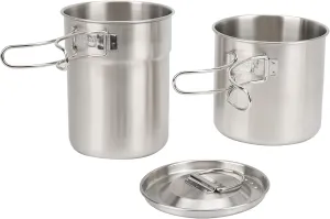 2Pcs Camping Mug Foldable Stainless Steel Cup with Lid for Open Fire Direct Flame for Backpacking/Hiking/Camping Outdoor Catering