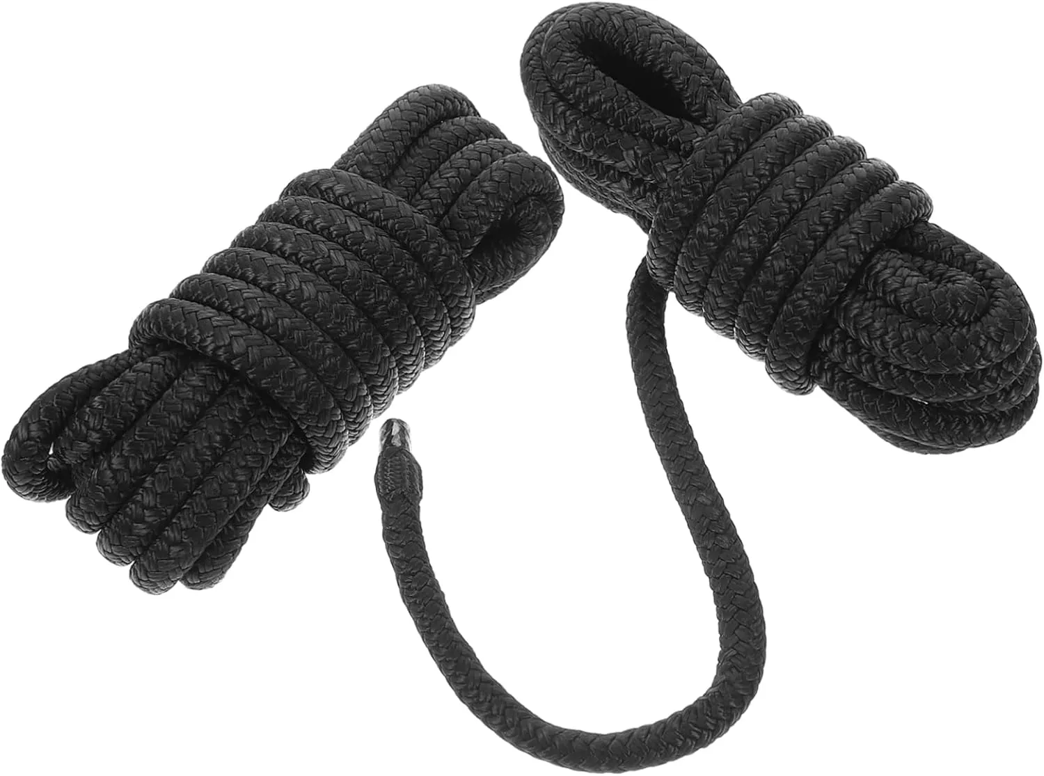 2pcs Heavy Duty Grade Nylon Dock Rope Bungee Dock Line for Secure Boat Docking High Tensile Strength Shock Absorbing Braided Design Black Color