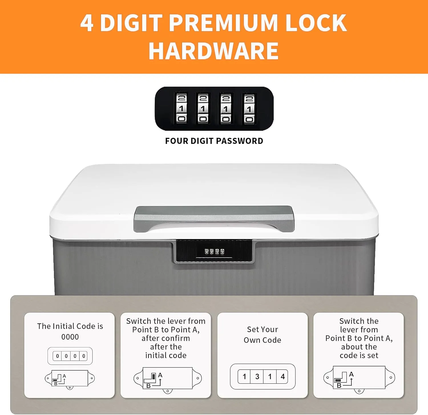 2Pcs Lockable Storage Container Bin, 10 Gallon   2.3 Gallon Capacity Organizer Box with Combination Lock, Heavy Duty Plastic Trunk, Usable As Item Organizer Or Office File Storage(Gray)