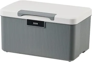 2Pcs Lockable Storage Container Bin, 10 Gallon   2.3 Gallon Capacity Organizer Box with Combination Lock, Heavy Duty Plastic Trunk, Usable As Item Organizer Or Office File Storage(Gray)
