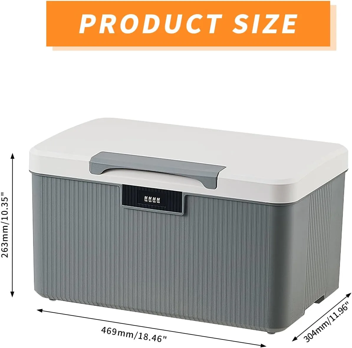 2Pcs Lockable Storage Container Bin, 10 Gallon   2.3 Gallon Capacity Organizer Box with Combination Lock, Heavy Duty Plastic Trunk, Usable As Item Organizer Or Office File Storage(Gray)