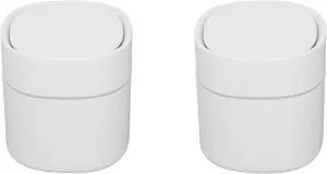 2Pcs Mini Trash Can Countertop Trash Can Small Garbage Can Mini Desktop Trash Can Debris Storage Clearing Can with Lid for Coffee Table Dressing Table Desktop Countertop