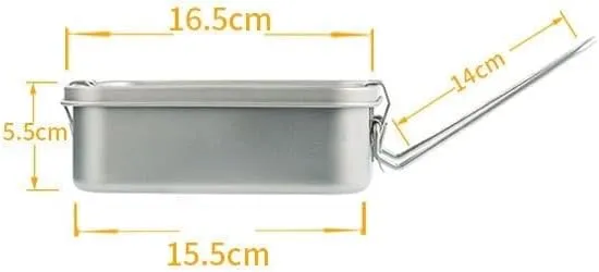 2PCS Pure Titanium Lunch Box, Square Portable Sealed Bento Box Suitable for Outdoor Camping(800ml)