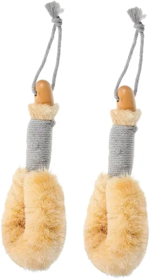 2pcs Sisal Bath Scrub Brush with Long Handle for Exfoliation and Deep Cleansing Gentle Natural for All Skin Types for Spa Home and Travel Use Strap