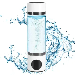 3 Mins Negative Ion Hydrogens-Rich Water Cup Generator Alkaline 350ML Portable USB Charge Electrolytic Generator Lonization Bottle Glass Anti-Aging Health Care Cup(Gray, 6000PPB)