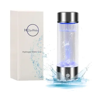 3 Mins Negative Ion Hydrogens-Rich Water Cup Generator Alkaline 450ML Portable USB Charge Electrolytic Generator Lonization Bottle Glass Anti-Aging Health Care Cup