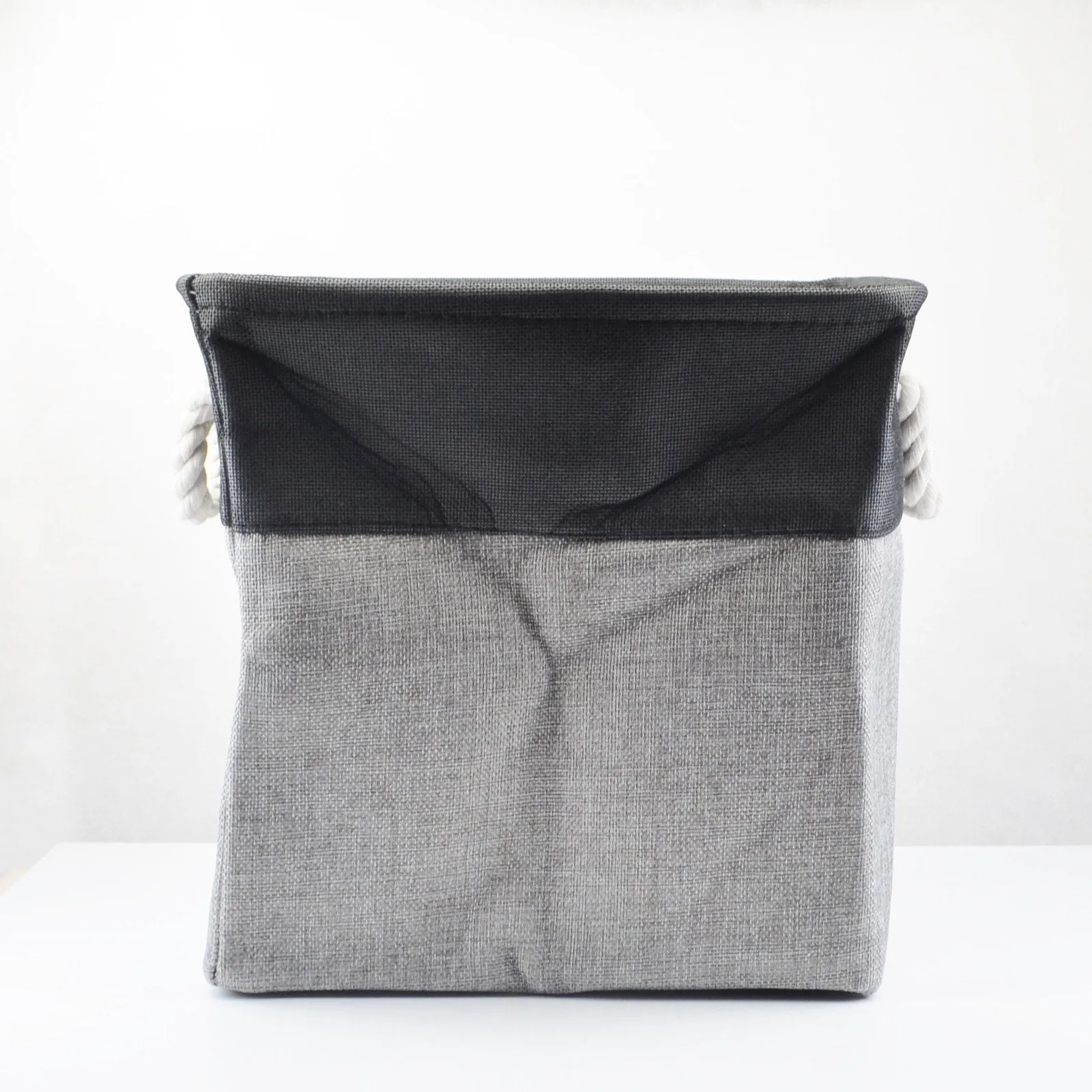3-Pack Storage Baskets, Fabric Shelf Bins Cubes - 12x12x12 inch, Grey Black NEW