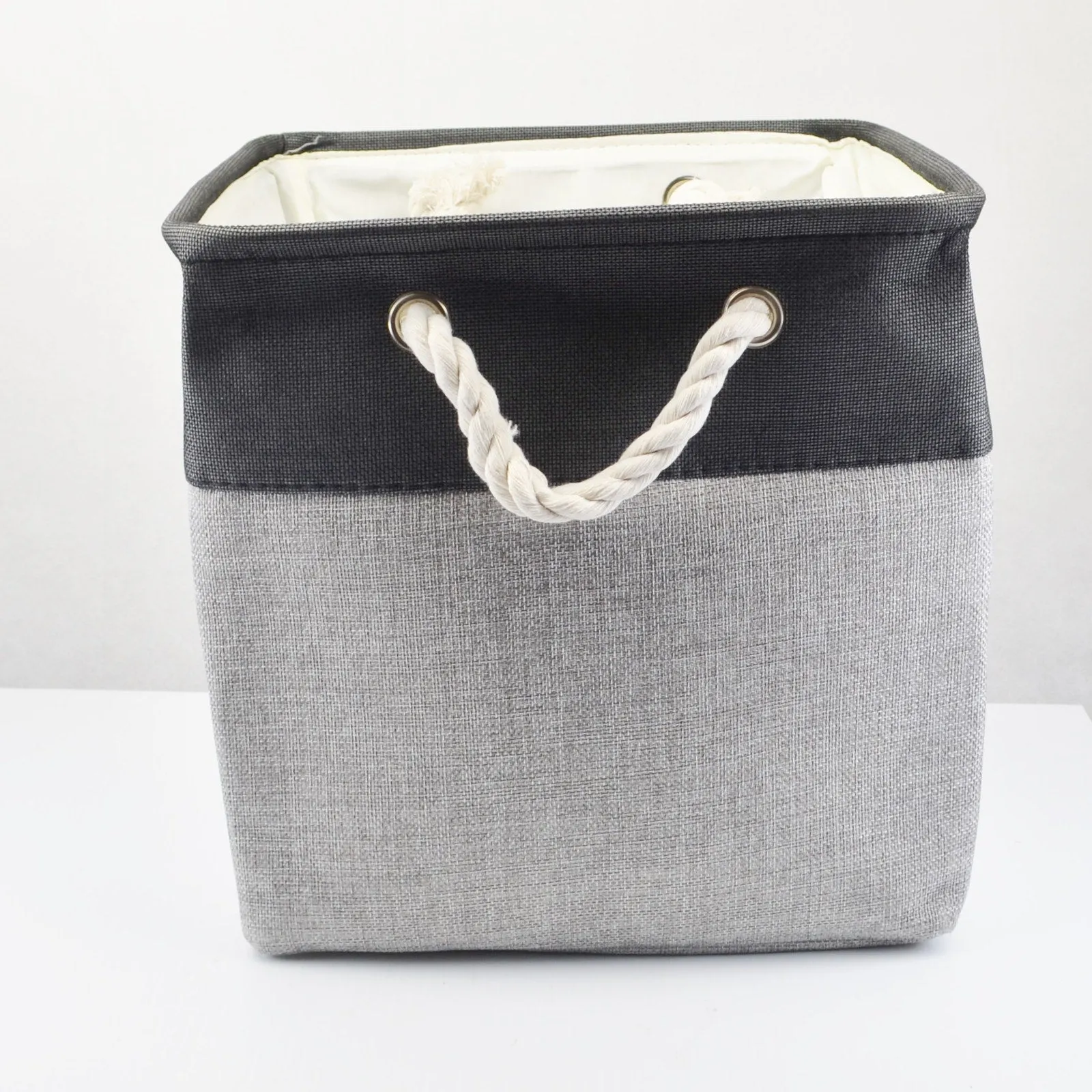 3-Pack Storage Baskets, Fabric Shelf Bins Cubes - 12x12x12 inch, Grey Black NEW