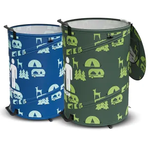30 Gallon Collapsible Pop-Up Trash & Recycling Cans for RV's, Camping, Recycling, Yard Waste, Leaf Bag, Children Toy Bin (Trash & Recycling Cans)