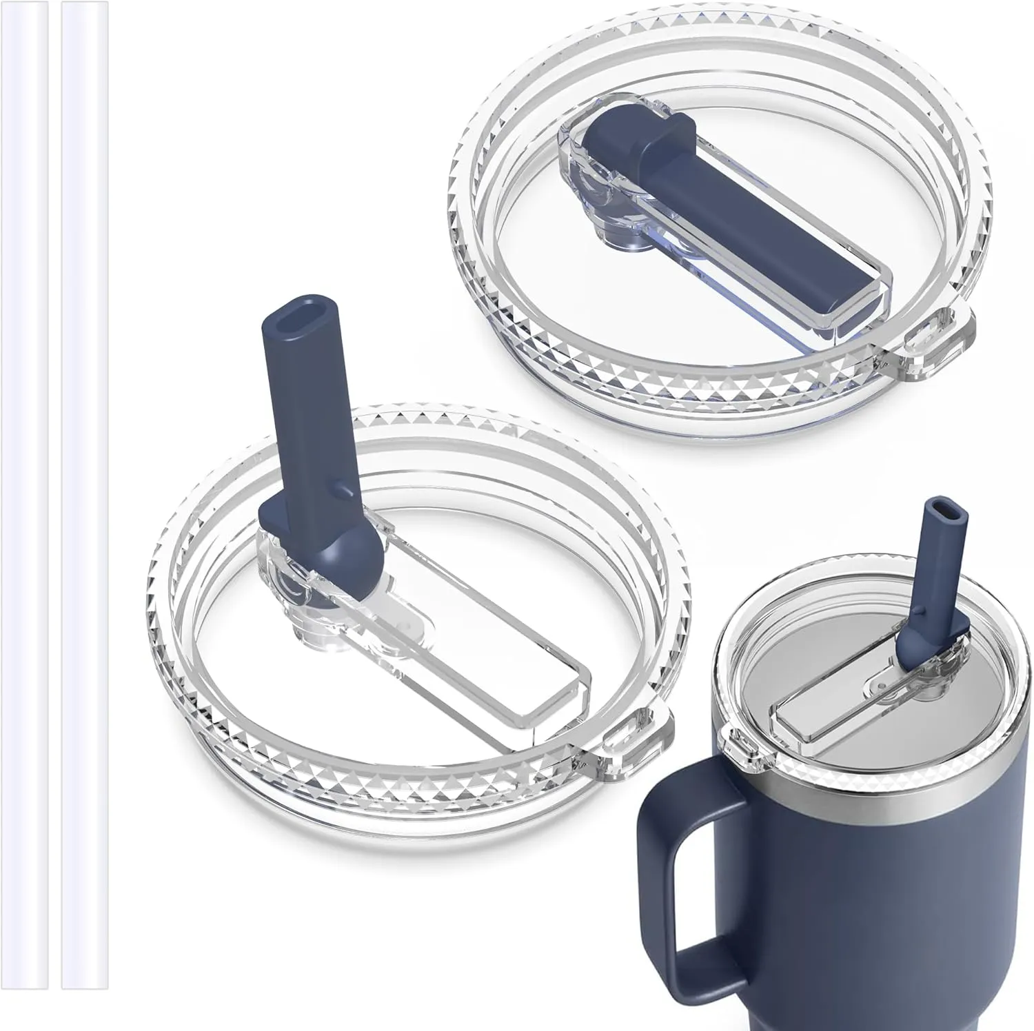 30 oz Straw Leak Proof Lid for YETI, Tumbler Lid for Yeti Rambler 30/32 oz Tumbler,26/35/42 oz Straw Mug,and Hydro Flask 32/40oz Travel Tumbler,Replacement Lid BPA Free(Navy*2)