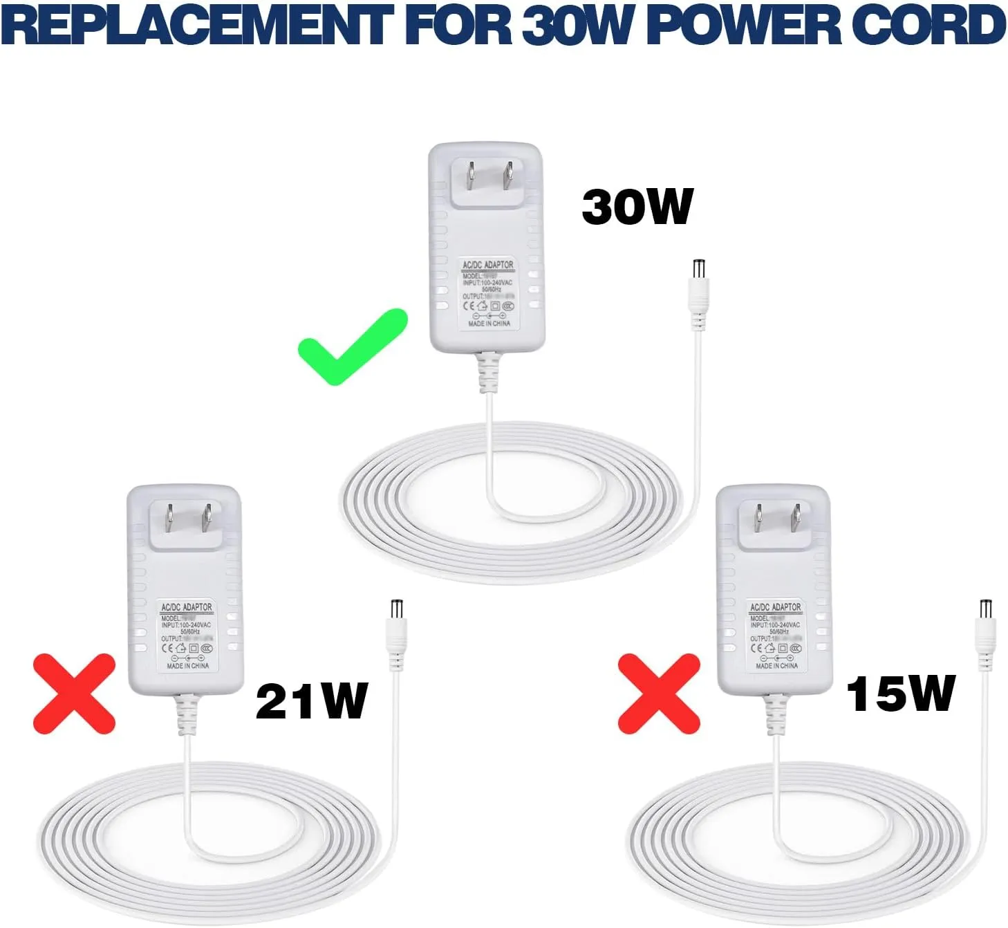 30W Power Adapter Charger for Echo ((4th/3rd Gen), Show 10/8/2, Plus2nd Gen, 6.5 Feet Power Cord Replacement,White