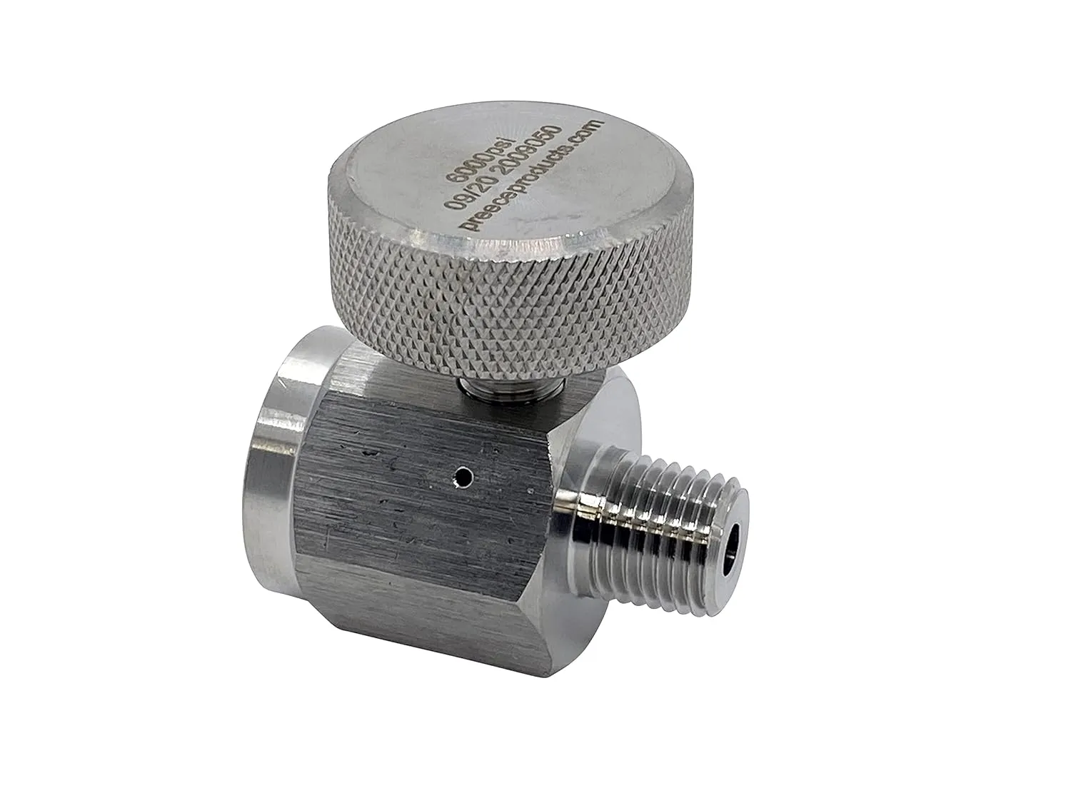 316L Stainless Steel 6000 PSI Inline Bleed Valve Paintball Scuba SCBA Air Rifle 1/4" F x M