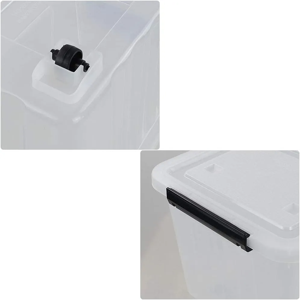 35 Quart Plastic Storage Bin, 4 Packs, Latching Storage Box with Wheels