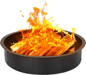 36" Fire Pit Ring Insert, YAHKBTEN Smokeless Heavy Duty Steel Fire Pit for Outdoor, 36"/39" In-Ground Campfire Ring - Portable DIY Frame, Rust-Resistant Backyard Bonfire, Camping & BBQ Essentials