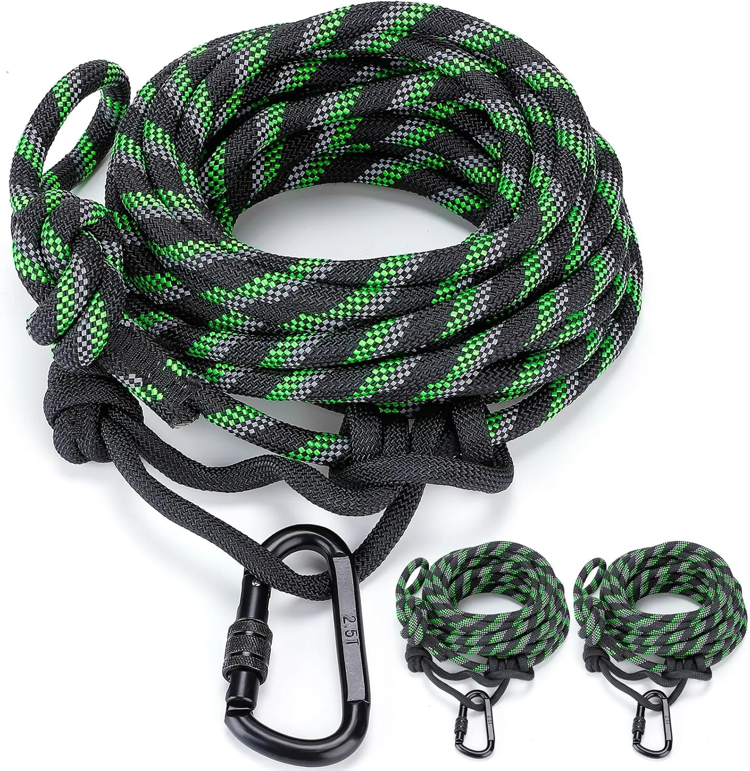 3Pcs 30ft Hunting Reflective Safety Rope for Tree Stand - Heavy Duty 1300 Lb Rated Hunting Linemans Rope with Adjustable Prusik Knot, Durable Tree Tether for Tree Harness