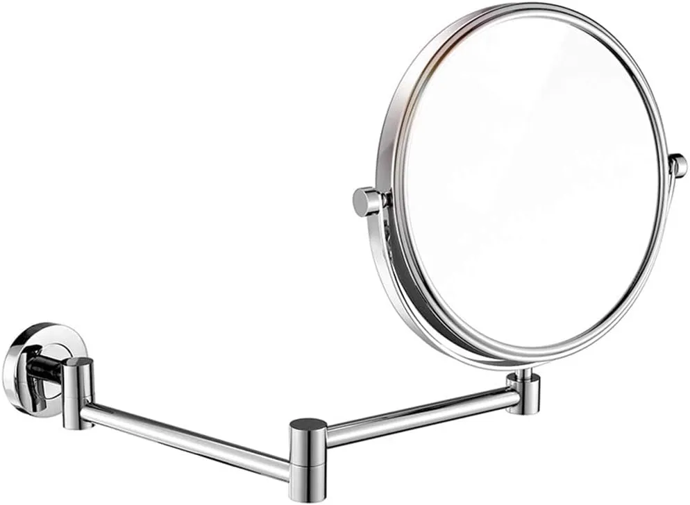 3X Magnification Wall Mounted Makeup Mirror, Round Shape Two-Sided 360° Swivel Extendable Bathroom Vanity Mirror Chrome Finish, Cosmetic Beauty Mirror (Color : 6inches)