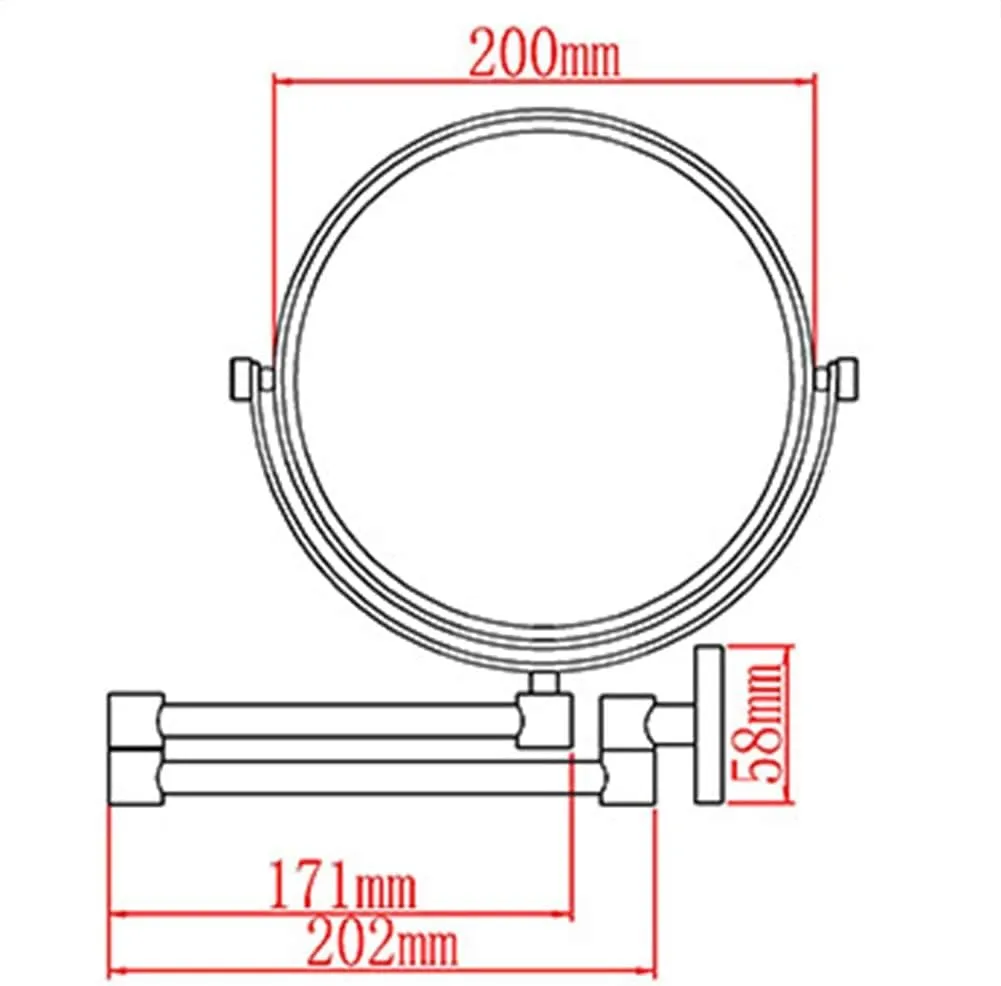 3X Magnification Wall Mounted Makeup Mirror, Round Shape Two-Sided 360° Swivel Extendable Bathroom Vanity Mirror Chrome Finish, Cosmetic Beauty Mirror (Color : 8inches)