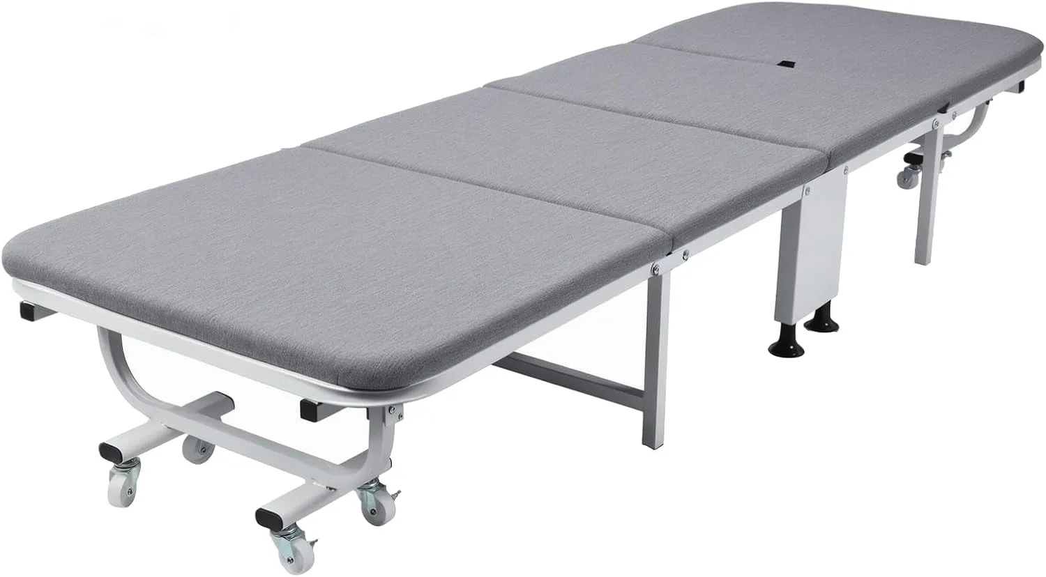 4-Folding Portable Office Lunch Bed, Camping Cots, Cots for Sleeping with Mattress & Pulleys, Folding Cot with Handle Metal Recliner, Sleeping Cots for Adults,Suitable for Hospital Escort, Pi