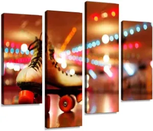 4 Panels Canvas paintings - rollerskates in the roller disco vivids and pictures - Wall Art modern Posters Framed Ready to Hang for Home Wall Decor