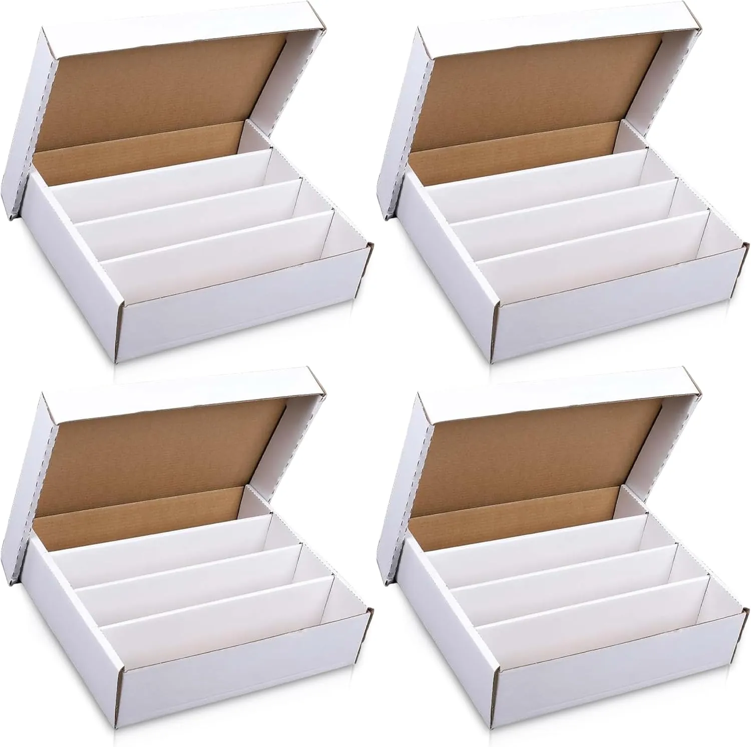 (4) Premium 3200 Count Storage Box 4 Row Monster - 200 Pound Test Strength - Trading Card Cardboard Box For Football, Basketball, Baseball & Gaming Cards - Trading Card Storage Box - USA MADE