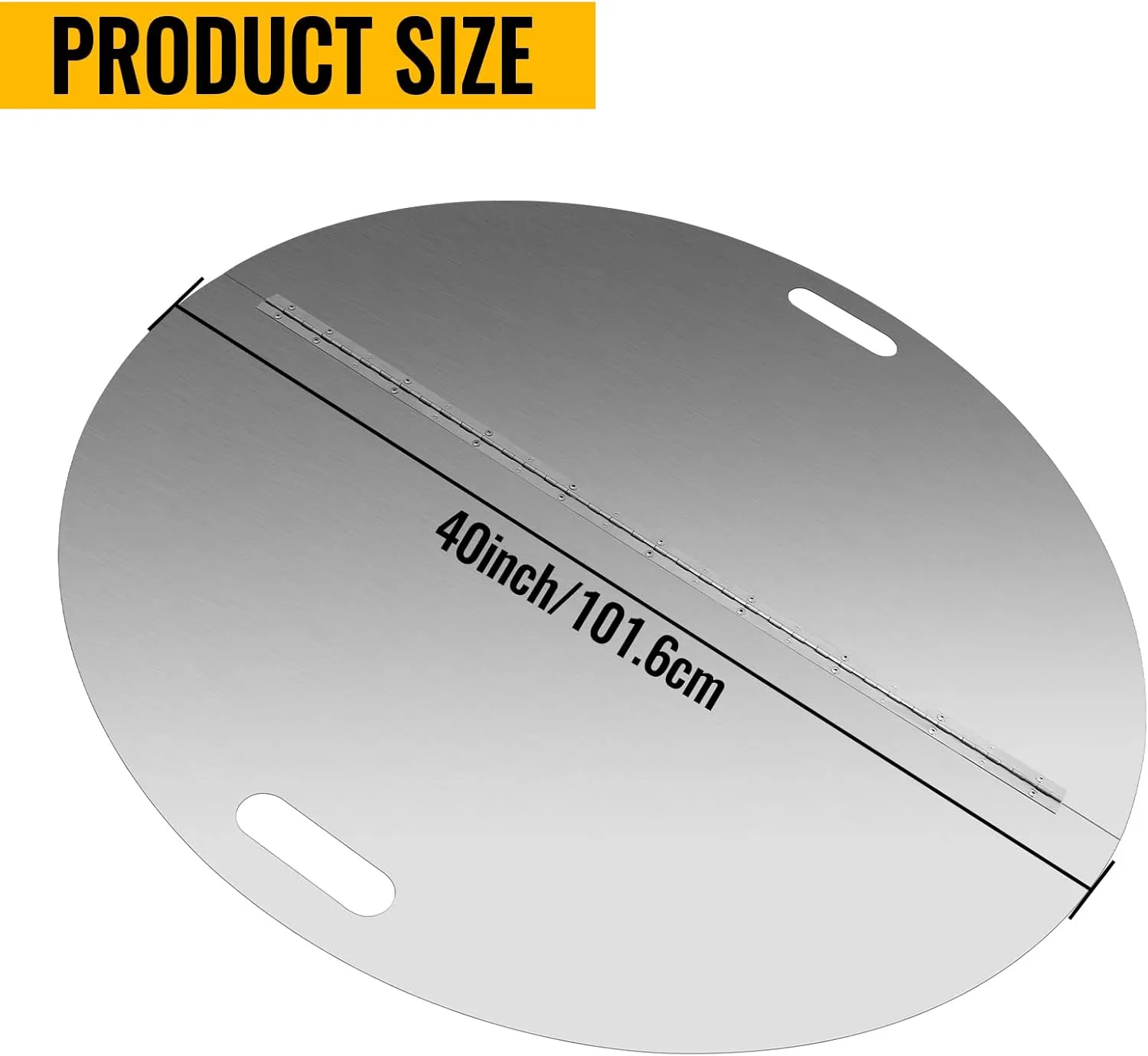 40 Inch Round Fire Pit Cover 304 Stainless Steel Foldable Fire Pit Lid Built-in Handle Design 3mm Thickness for Any Round Patio Fire Pits