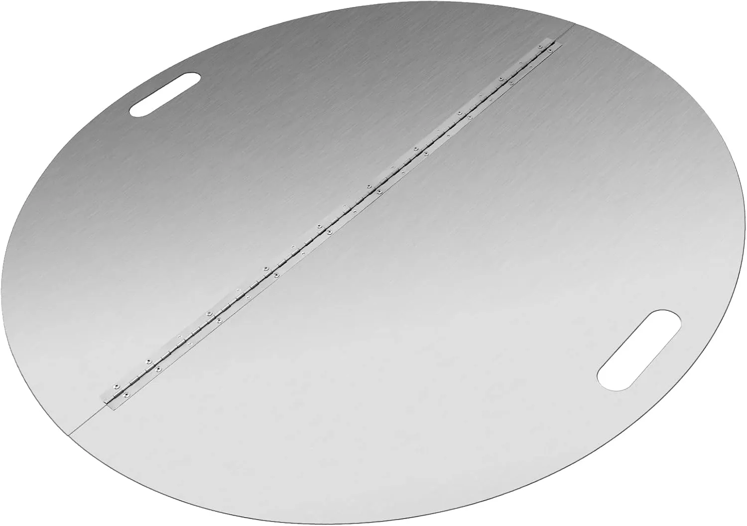 40 Inch Round Fire Pit Cover 304 Stainless Steel Foldable Fire Pit Lid Built-in Handle Design 3mm Thickness for Any Round Patio Fire Pits