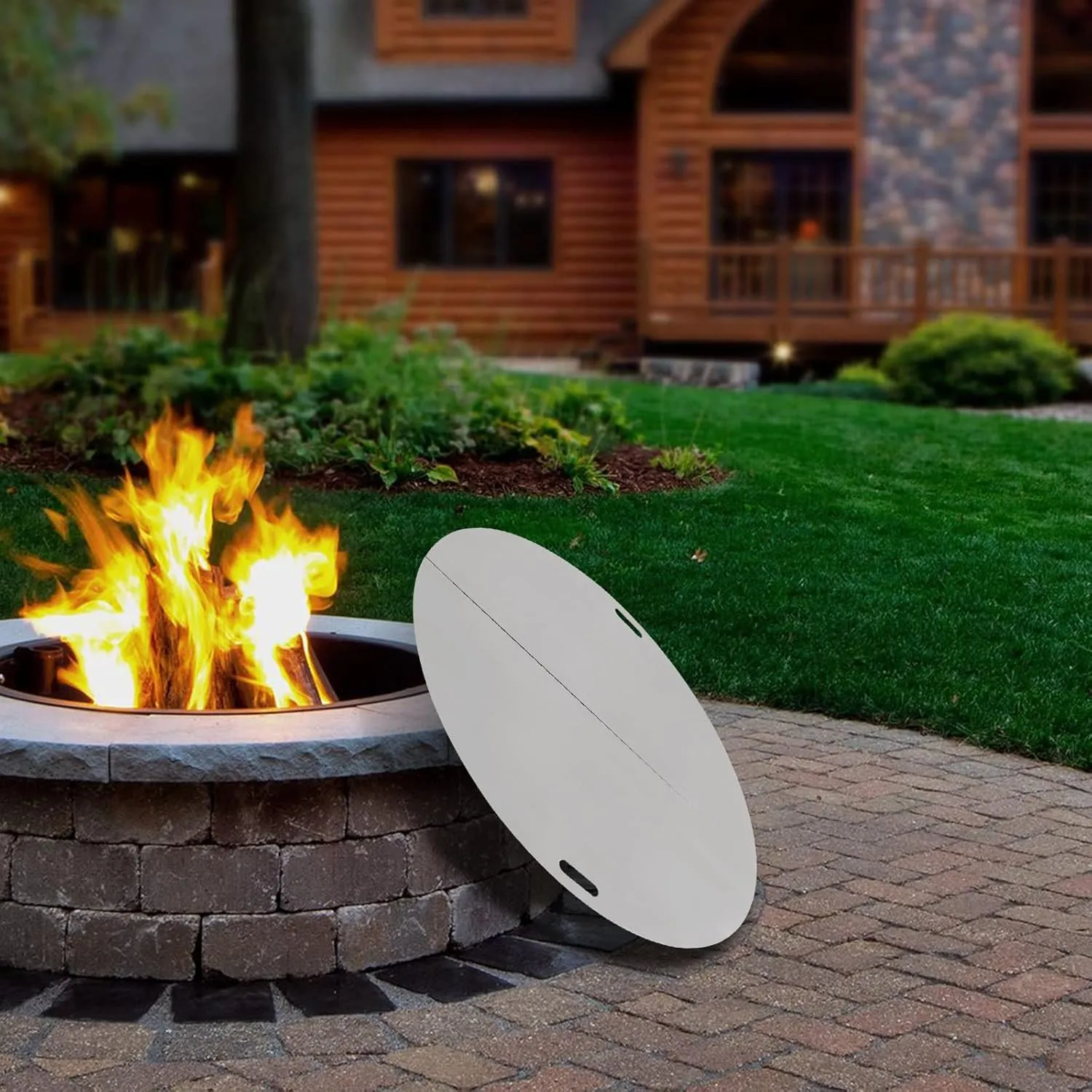 40 Inch Round Fire Pit Lid, Fire Pit Burner Pan Cover 430 Stainless Steel Foldable Fire Pit Ring Snuff Cover 3mm Thickness for Any Round Patio Fire Pits (Silver, 40 Inch)