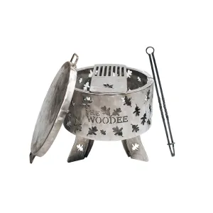 400mm Stainless Steel Fire Pit With Cooking Set & Lid