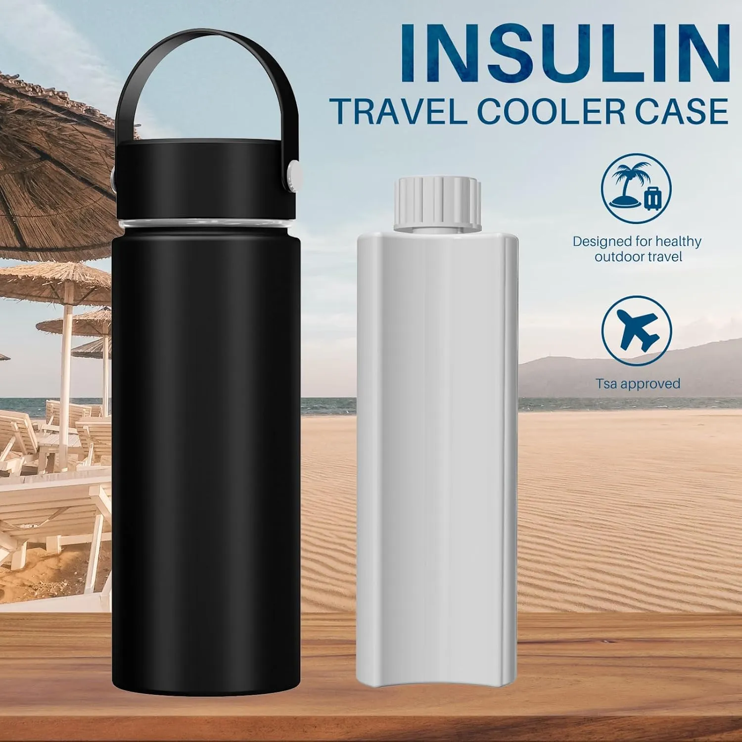 48H Insulin Pens Cooler Medicine Travel Cooler Diabetic Travel CASE TSA Approved, Diabetic Pen Case with Biogel Ice Pack for Travel Medicine Cooler, Black
