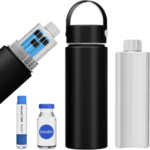 48H Insulin Pens Cooler Medicine Travel Cooler Diabetic Travel CASE TSA Approved, Diabetic Pen Case with Biogel Ice Pack for Travel Medicine Cooler, Black