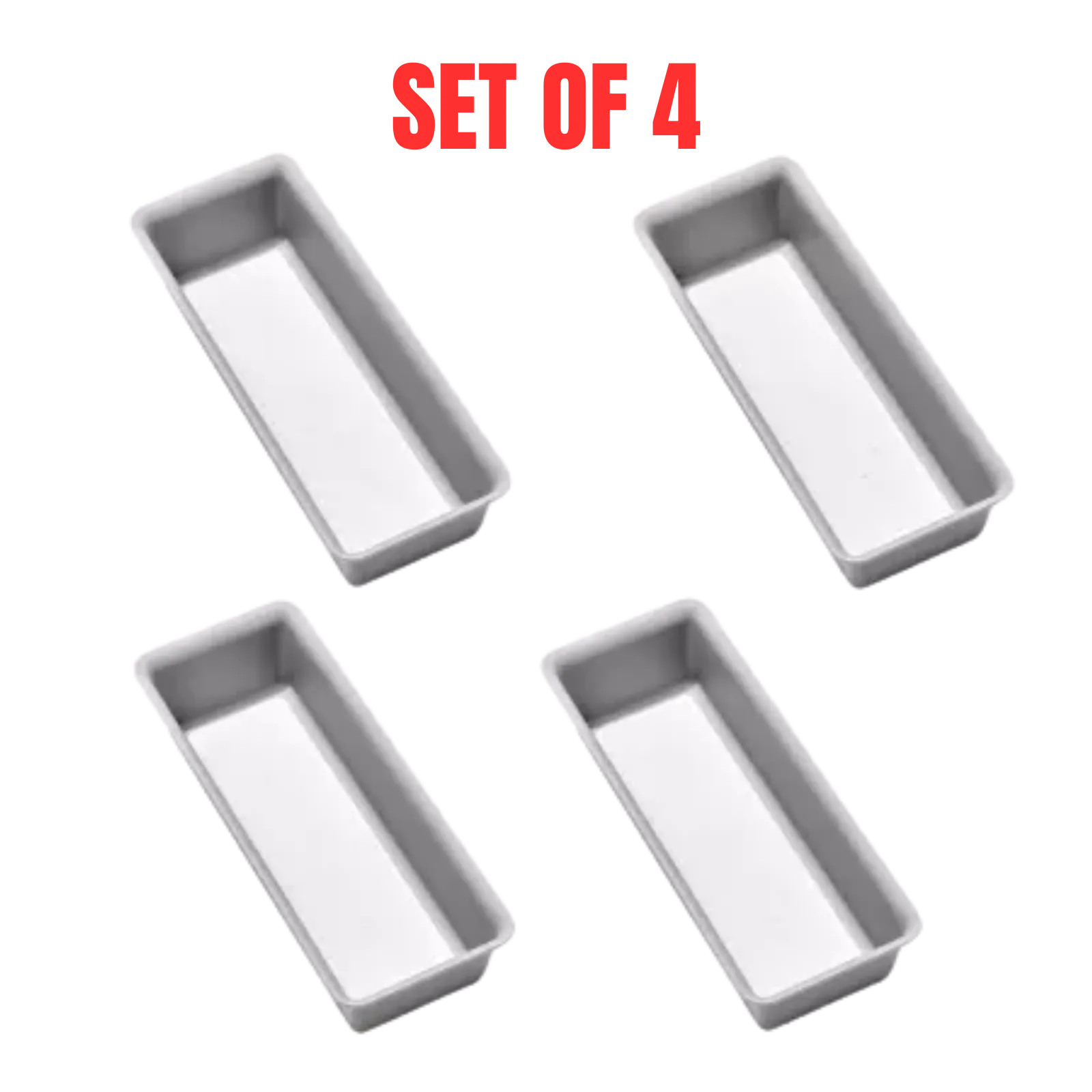 4x Madesmart Small Storage Bin Utensil Tray Kitchen Drawer Organiser - Soft Grey