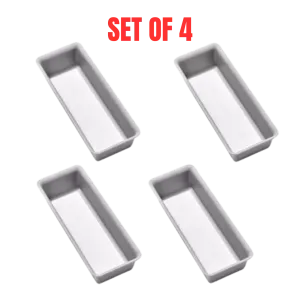 4x Madesmart Small Storage Bin Utensil Tray Kitchen Drawer Organiser - Soft Grey