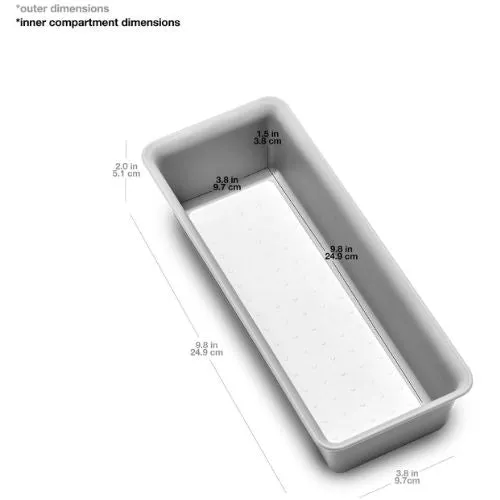 4x Madesmart Small Storage Bin Utensil Tray Kitchen Drawer Organiser - Soft Grey