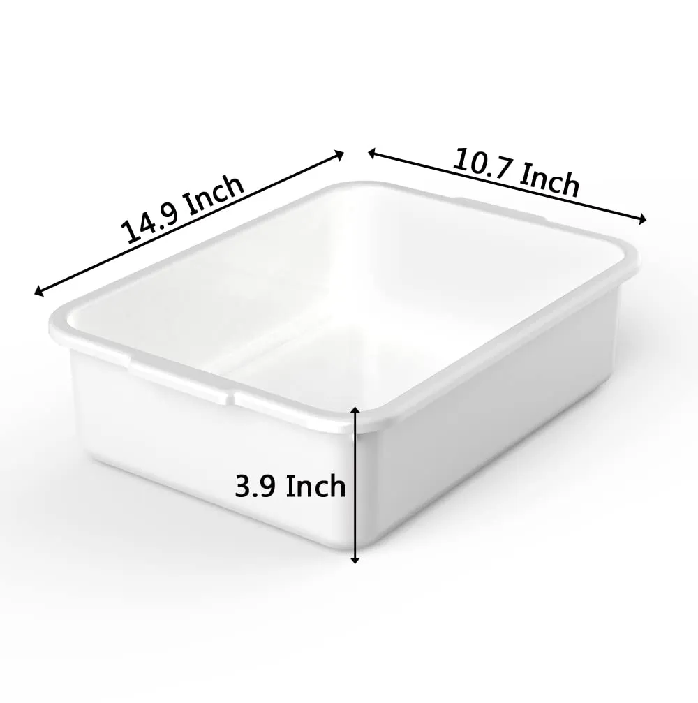 5-Pack Commercial Bus Tubs Box/Tote Box, White Plastic Storage Bin with Handles/Wash Basin Tub (8 Liter)