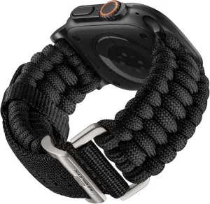 550 Paracord Band Compatible with Apple Watch Bands for Men - Rugged Survival Nylon Strap Braided for iWatch Ultra 2 Bands for Men 49mm, Series 10 46mm 9/8/7 45mm SE2/6/SE/5/4 44mm 3/2/1 42mm, Black