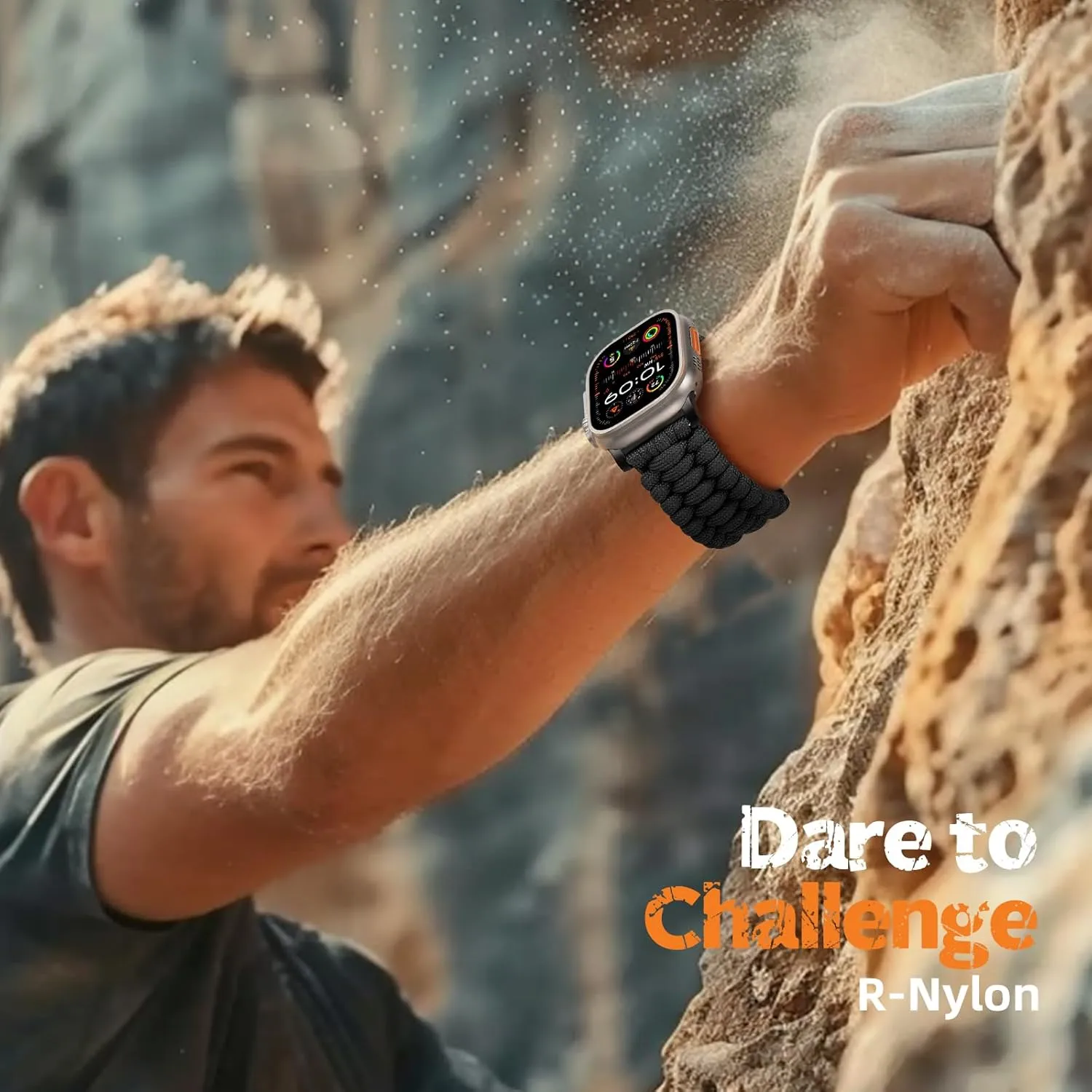 550 Paracord Band Compatible with Apple Watch Bands for Men - Rugged Survival Nylon Strap Braided for iWatch Ultra 2 Bands for Men 49mm, Series 10 46mm 9/8/7 45mm SE2/6/SE/5/4 44mm 3/2/1 42mm, Black