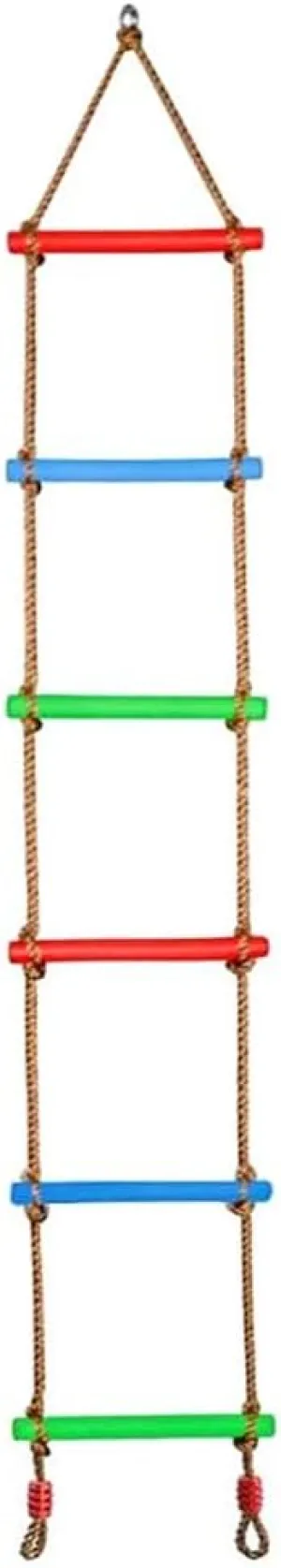 6.6 ft Colorful Climbing Rope Ladder for Kids - Outdoor Backyard Playground Swing Ninja Slackline Ladder for Warrior Obstacle Course, Tree House, Swing Set