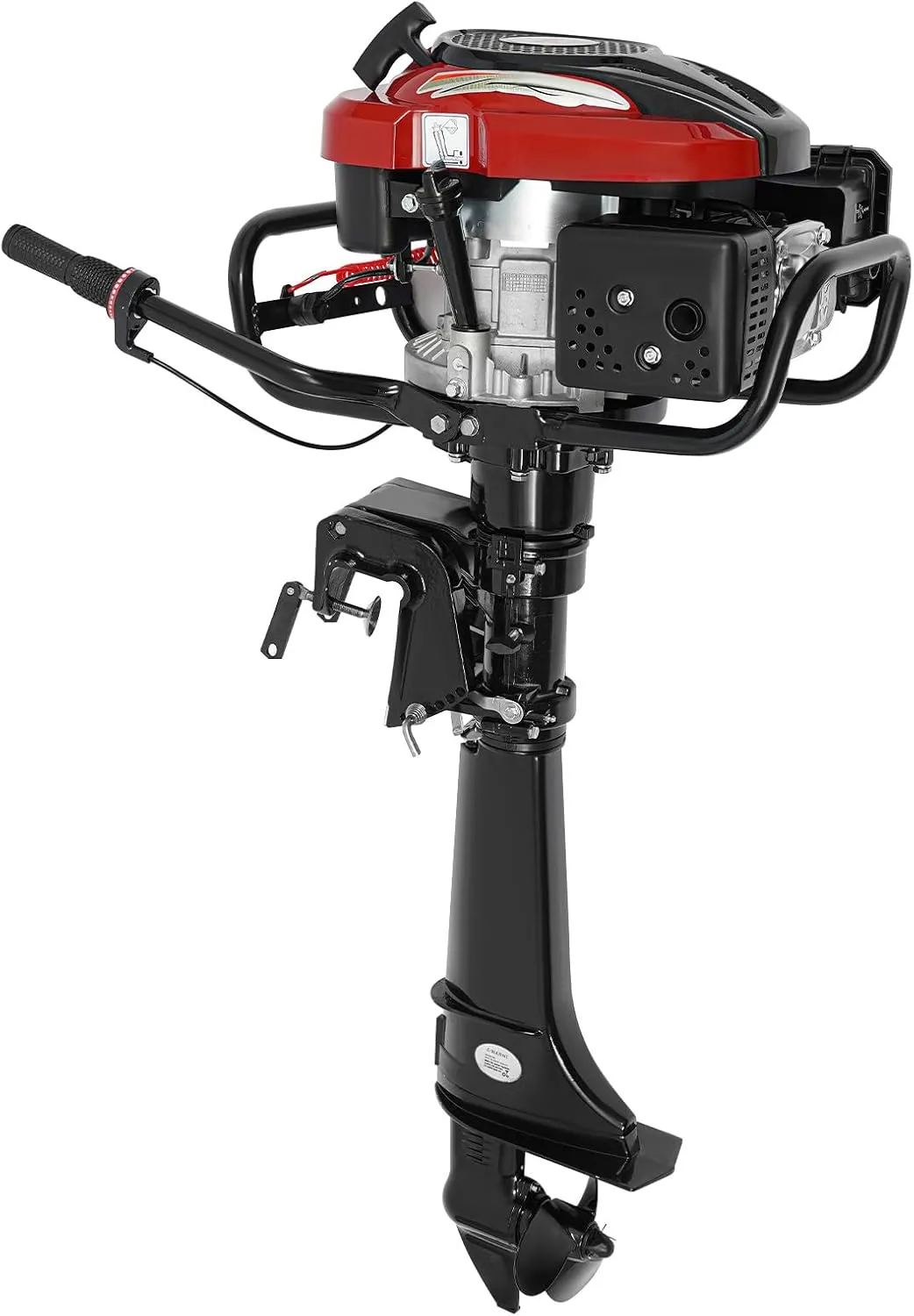 7HP 4 Stroke Outboard Motor Boat Engine,196CC Gas Powered Heavy Duty Fishing Boat Motor Long Shaft Marine Engine with Air Cooling System & TCI Ignition System for inflatable boats, iron boats
