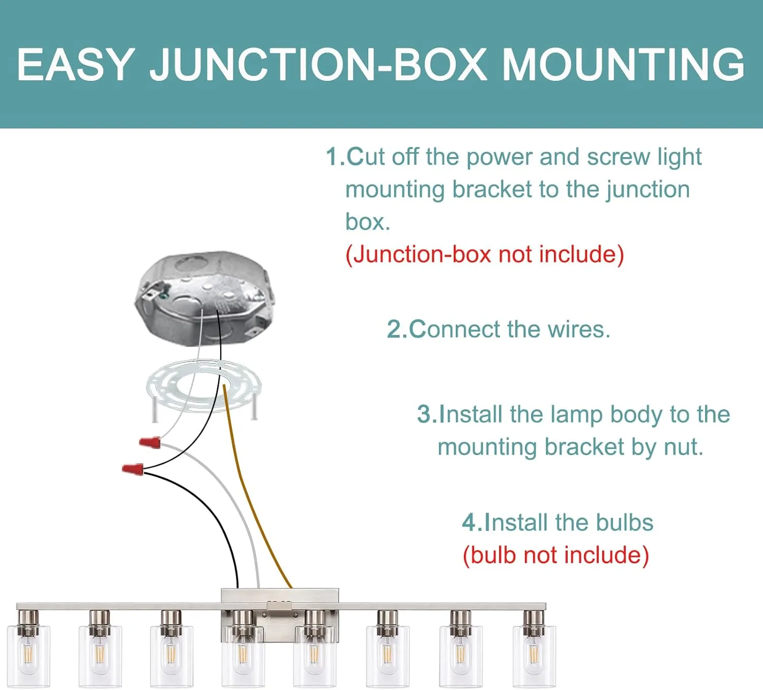 8 Light Bathroom Vanity Light, Modern Large Brushed Nickel Vanity Lights Fixtures, Farmhouse Bathroom Lighting Fixture Over Mirror with Clear Glass Shade for Mirror, Bedroom, Living Room, Wall Lamp