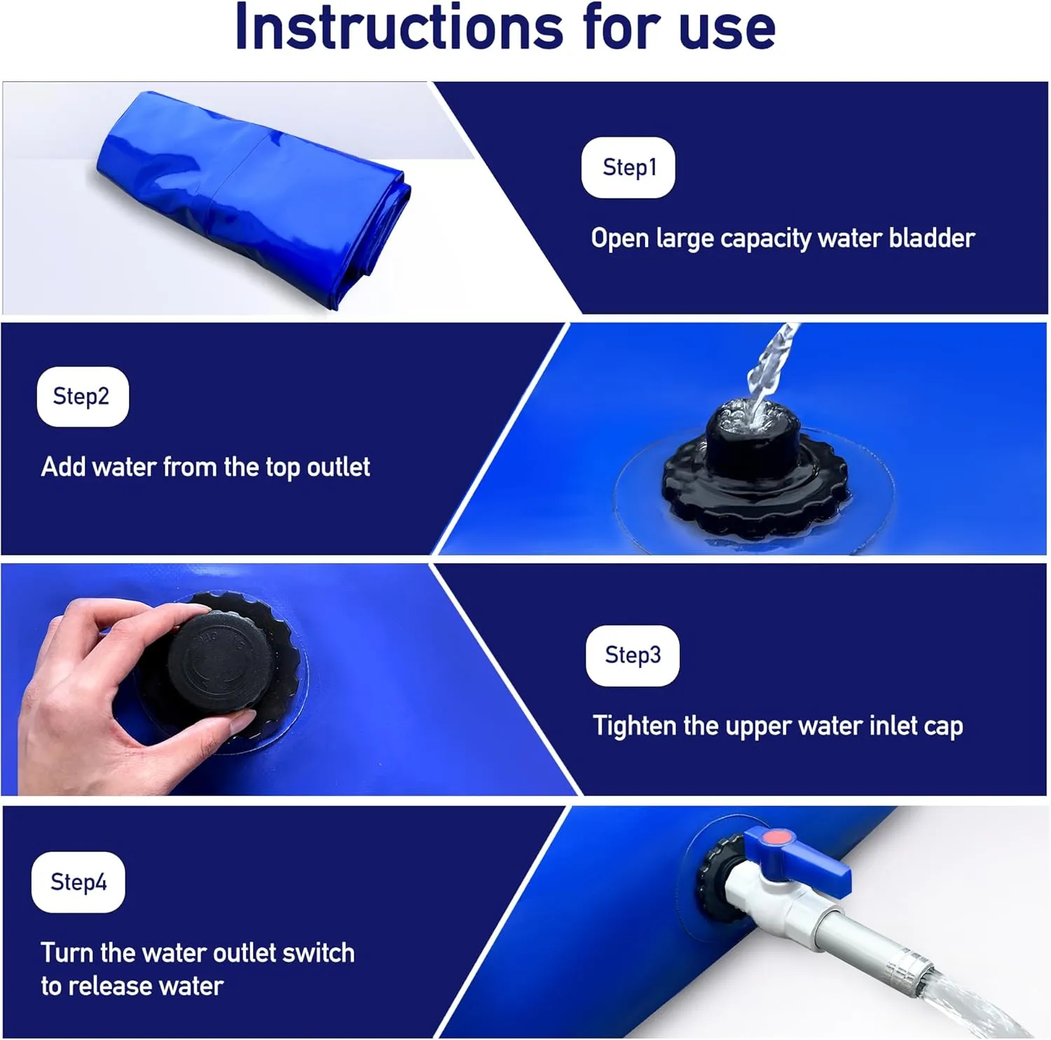 800Gal Portable Water Storage Bladder, Foldable Large Capacity Container Water Tank, Agricultural Irrigation, Camping, Firefighting, Outdoor Household Water