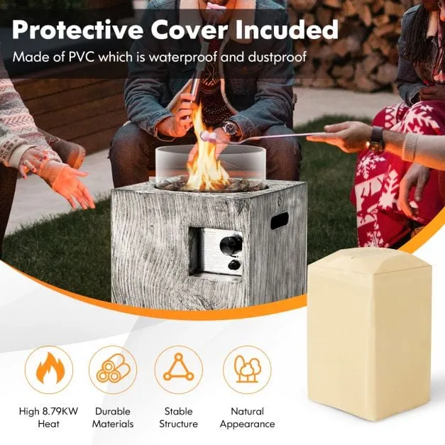 8.79 KW Propane Gas Fire Pit Table with Glass Wind Guard-Grey