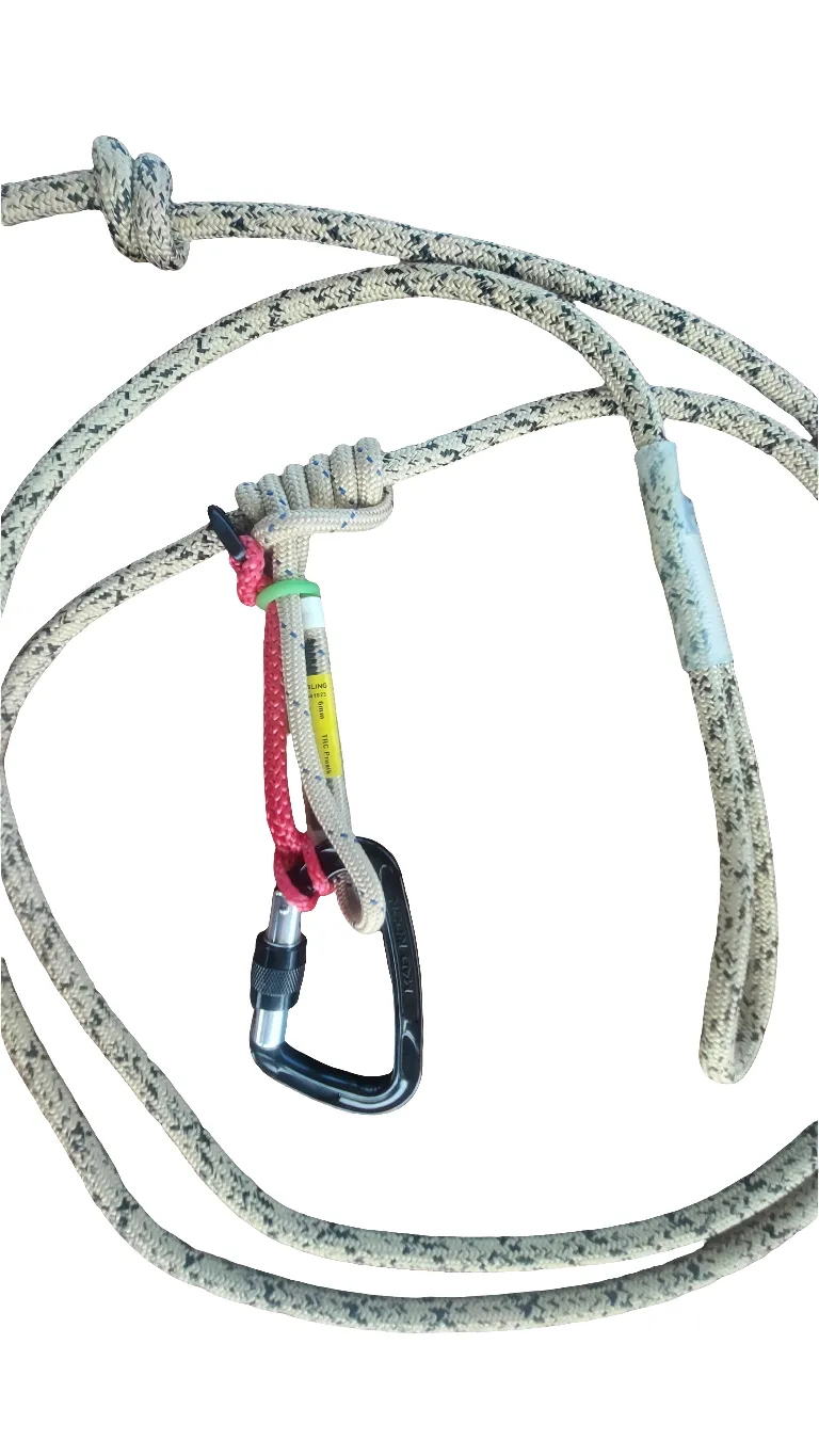 8mm Sewn Eye Tether/Lineman with Swabish Hitch, Tender, and Carabiner
