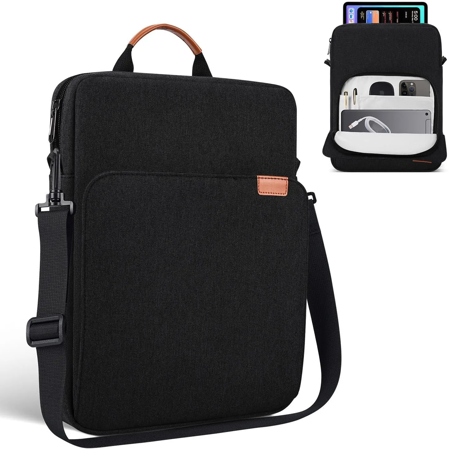 9-11 Inch Tablet Sleeve iPad Carrying Bag for 11 inch iPad Pro M4 /11 inch iPad Air M3 M2, Samsung Galaxy Tab S9  Plus/S9 FE  12.4", Fire Max 11/ HD 10", iPad 11th Case with Strap, Black