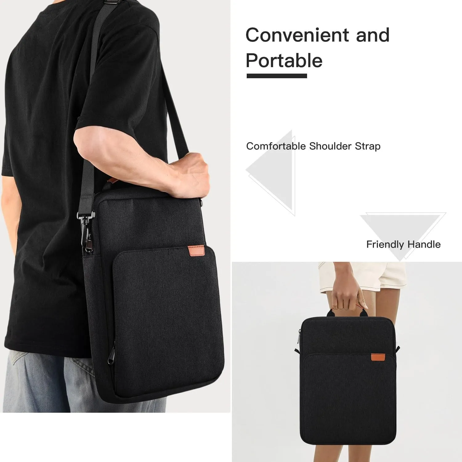 9-11 Inch Tablet Sleeve iPad Carrying Bag for 11 inch iPad Pro M4 /11 inch iPad Air M3 M2, Samsung Galaxy Tab S9  Plus/S9 FE  12.4", Fire Max 11/ HD 10", iPad 11th Case with Strap, Black