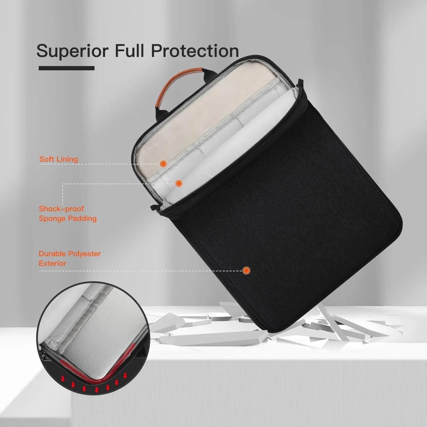 9-11 Inch Tablet Sleeve iPad Carrying Bag for 11 inch iPad Pro M4 /11 inch iPad Air M3 M2, Samsung Galaxy Tab S9  Plus/S9 FE  12.4", Fire Max 11/ HD 10", iPad 11th Case with Strap, Black