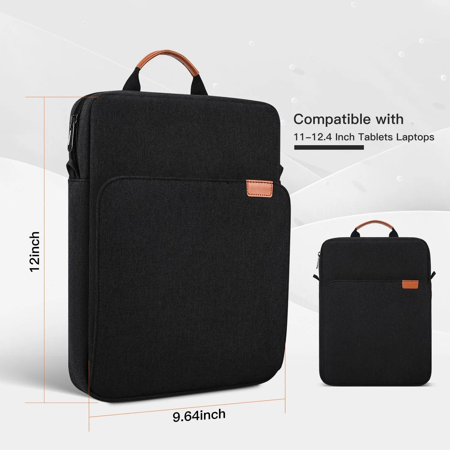9-11 Inch Tablet Sleeve iPad Carrying Bag for 11 inch iPad Pro M4 /11 inch iPad Air M3 M2, Samsung Galaxy Tab S9  Plus/S9 FE  12.4", Fire Max 11/ HD 10", iPad 11th Case with Strap, Black
